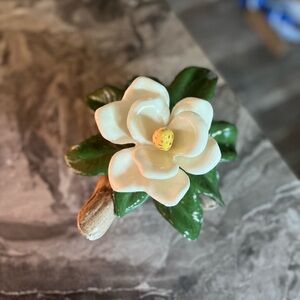 Elegant Ceramic magnolia Floral Accent